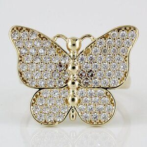10K Yellow Gold CZ Cubic Zirconia Encrusted Butterfly Ring